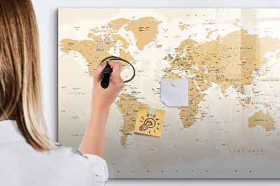 Magnetická popisovateľná tabuľa Cestovná mapa s miestami na označenie