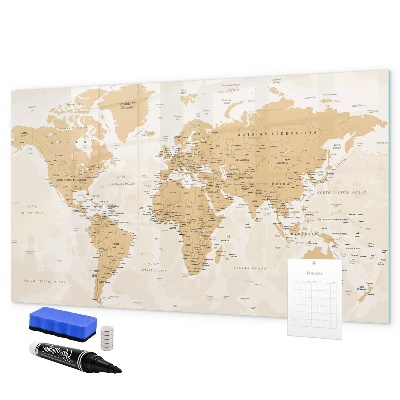 Magnetická popisovateľná tabuľa Cestovná mapa s miestami na označenie