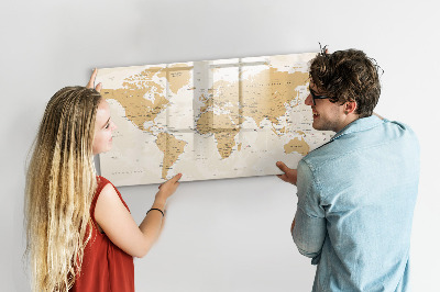 Magnetická popisovateľná tabuľa Cestovná mapa s miestami na označenie