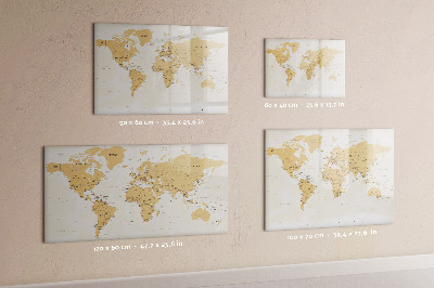 Magnetická popisovateľná tabuľa Cestovná mapa s miestami na označenie