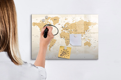 Magnetická popisovateľná tabuľa Cestovná mapa s miestami na označenie