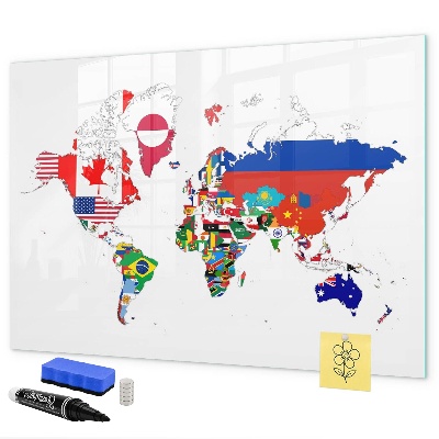 Magnetická popisovateľná tabuľa Mapa sveta s miestami fotenia