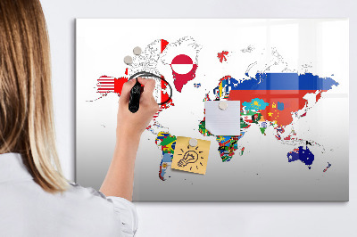 Magnetická popisovateľná tabuľa Mapa sveta s miestami fotenia