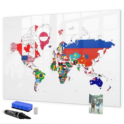 Magnetická popisovateľná tabuľa Mapa sveta s miestami fotenia