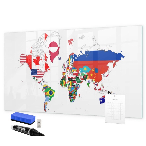 Magnetická popisovateľná tabuľa Mapa sveta s miestami fotenia