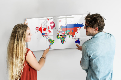 Magnetická popisovateľná tabuľa Mapa sveta s miestami fotenia