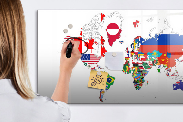Magnetická popisovateľná tabuľa Mapa sveta s miestami fotenia