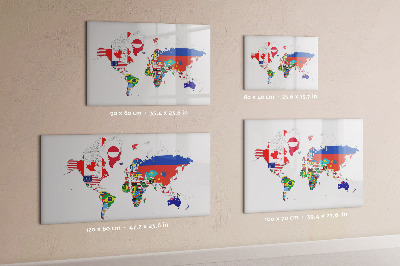 Magnetická popisovateľná tabuľa Mapa sveta s miestami fotenia