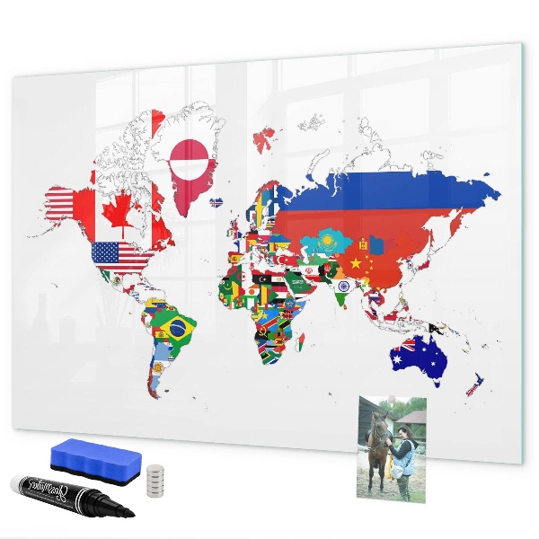 Magnetická popisovateľná tabuľa Mapa sveta s miestami fotenia