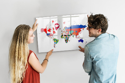 Magnetická popisovateľná tabuľa Mapa sveta s miestami fotenia