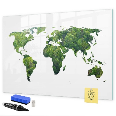 Kresliaca magnetická tabuľa Zelená mapa sveta s fotografiami