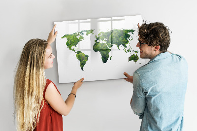 Kresliaca magnetická tabuľa Zelená mapa sveta s fotografiami
