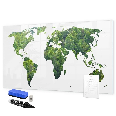 Kresliaca magnetická tabuľa Zelená mapa sveta s fotografiami