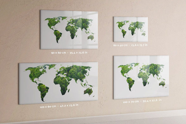 Kresliaca magnetická tabuľa Zelená mapa sveta s fotografiami