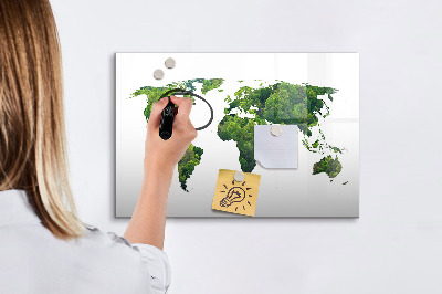 Kresliaca magnetická tabuľa Zelená mapa sveta s fotografiami