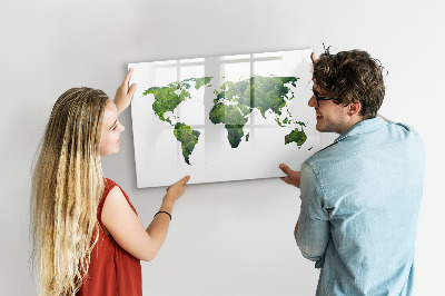 Kresliaca magnetická tabuľa Zelená mapa sveta s fotografiami
