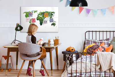Kresliaca magnetická tabuľa Zelená mapa sveta s fotografiami