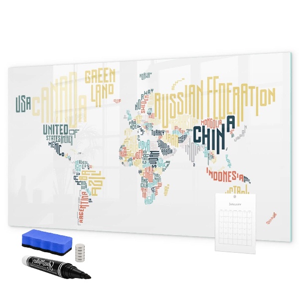 Magnetická popisovateľná tabuľa Mapa sveta s osobnými spomienkami