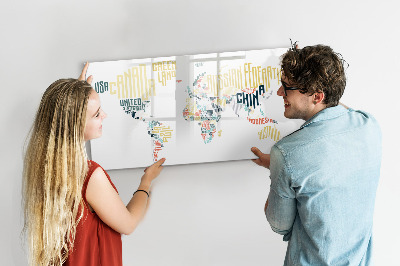 Magnetická popisovateľná tabuľa Mapa sveta s osobnými spomienkami
