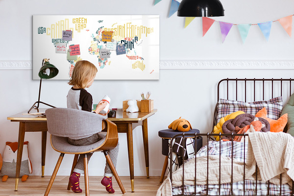 Magnetická popisovateľná tabuľa Mapa sveta s osobnými spomienkami