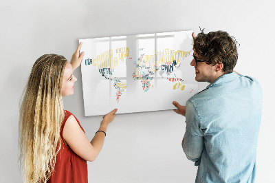 Magnetická popisovateľná tabuľa Mapa sveta s osobnými spomienkami