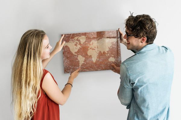 Kresliaca magnetická tabuľa Mapa sveta s miestami fotenia