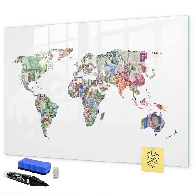 Magnetická popisovateľná tabuľa Mapa sveta s osobnými spomienkami