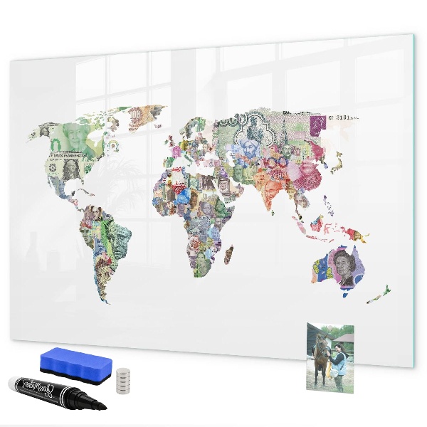 Magnetická popisovateľná tabuľa Mapa sveta s osobnými spomienkami