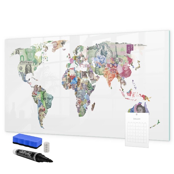 Magnetická popisovateľná tabuľa Mapa sveta s osobnými spomienkami