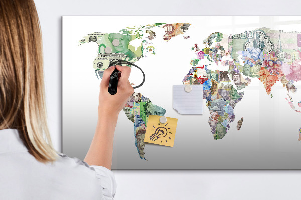 Magnetická popisovateľná tabuľa Mapa sveta s osobnými spomienkami
