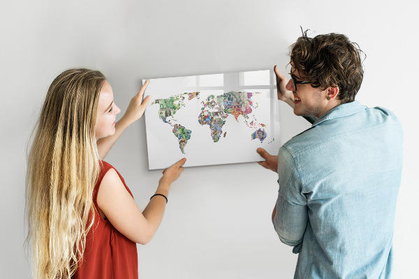 Magnetická popisovateľná tabuľa Mapa sveta s osobnými spomienkami