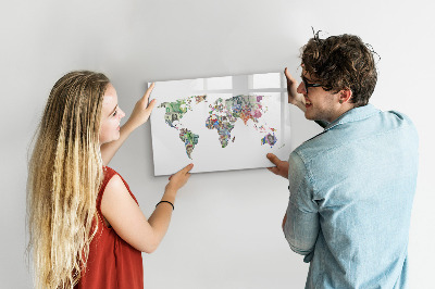 Magnetická popisovateľná tabuľa Mapa sveta s osobnými spomienkami