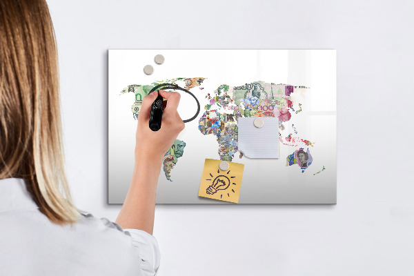 Magnetická popisovateľná tabuľa Mapa sveta s osobnými spomienkami