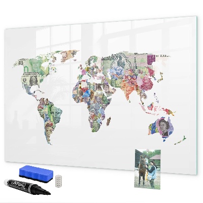 Magnetická popisovateľná tabuľa Mapa sveta s osobnými spomienkami