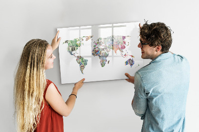 Magnetická popisovateľná tabuľa Mapa sveta s osobnými spomienkami