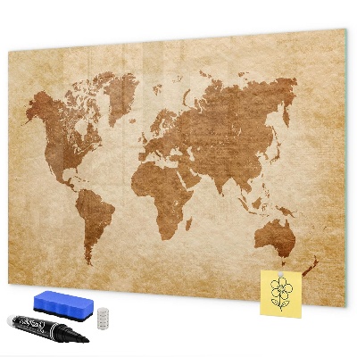 Magnetická popisovateľná tabuľa Mapa sveta s pamätnými miestami