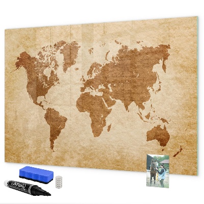 Magnetická popisovateľná tabuľa Mapa sveta s pamätnými miestami