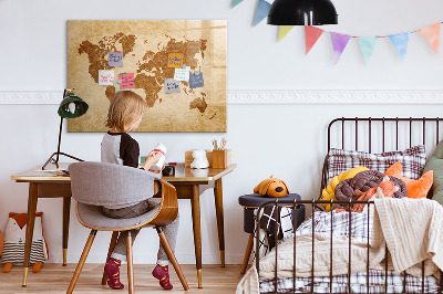 Magnetická popisovateľná tabuľa Mapa sveta s pamätnými miestami