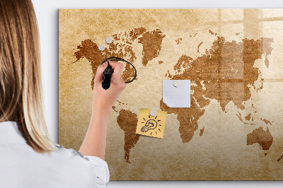 Magnetická popisovateľná tabuľa Mapa sveta s pamätnými miestami