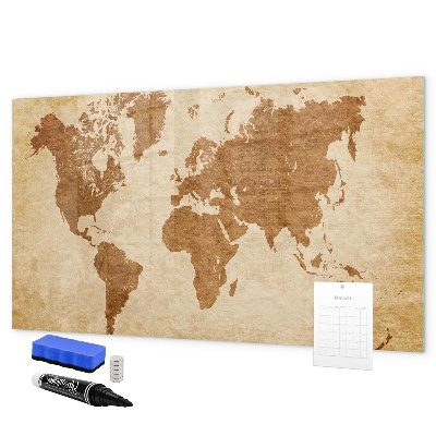 Magnetická popisovateľná tabuľa Mapa sveta s pamätnými miestami