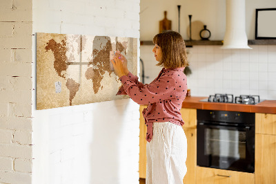 Magnetická popisovateľná tabuľa Mapa sveta s pamätnými miestami