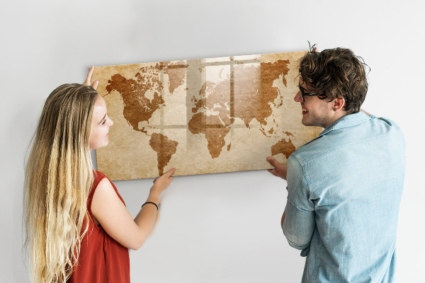 Magnetická popisovateľná tabuľa Mapa sveta s pamätnými miestami