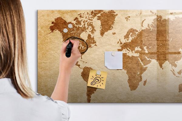 Magnetická popisovateľná tabuľa Mapa sveta s pamätnými miestami