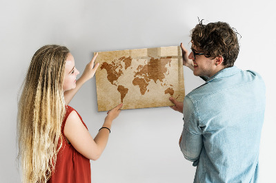 Magnetická popisovateľná tabuľa Mapa sveta s pamätnými miestami