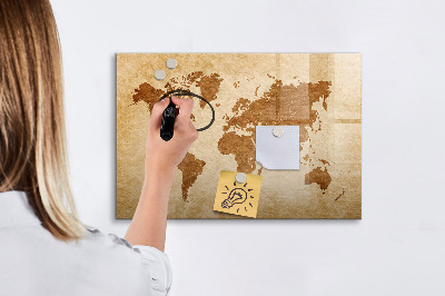 Magnetická popisovateľná tabuľa Mapa sveta s pamätnými miestami