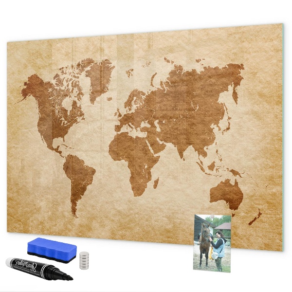 Magnetická popisovateľná tabuľa Mapa sveta s pamätnými miestami