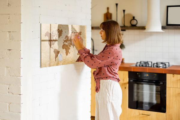 Magnetická popisovateľná tabuľa Mapa sveta s pamätnými miestami