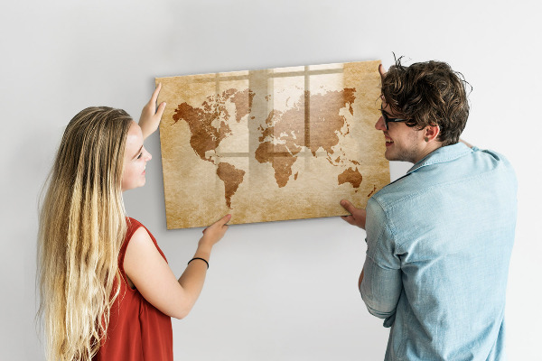 Magnetická popisovateľná tabuľa Mapa sveta s pamätnými miestami
