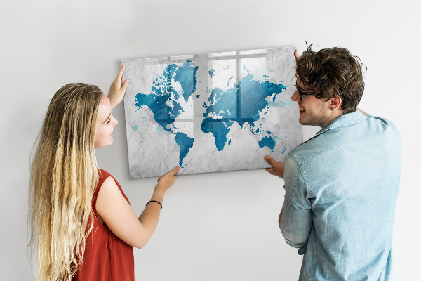 Kresliaca magnetická tabuľa Mapa sveta s osobnými fotografiami