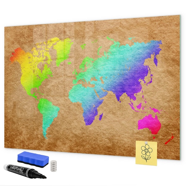 Magnetická popisovateľná tabuľa Farebná mapa s miestami na fotenie